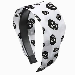 NWT Flying Haunted Printed Skulls Spooky Halloween White Goth Cloth Headband